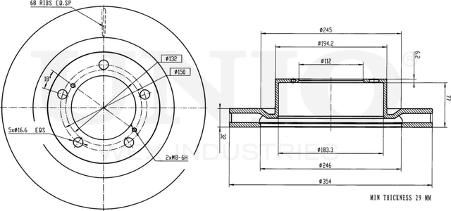 Диск тормозной (Unio). Артикул BRD-20457