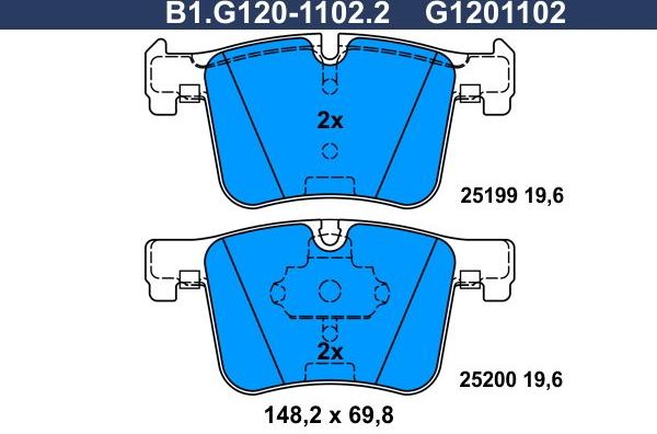 Тормозные колодки Galfer. Артикул B1.G120-1102.2