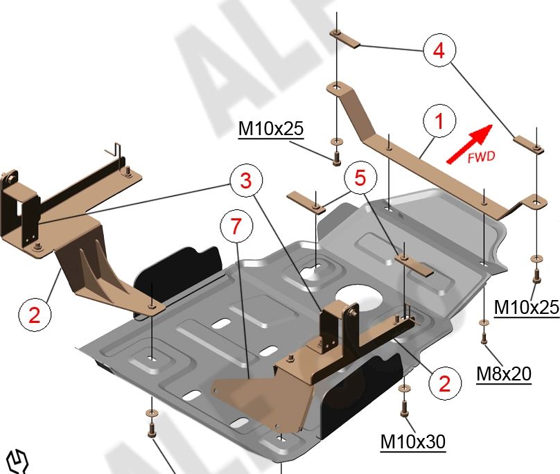 Защита алюминиевая Alfeco для МКПП и раздатки (Dymos) УАЗ Патриот OFFROAD 2016-2026. Артикул ALF.39.13al