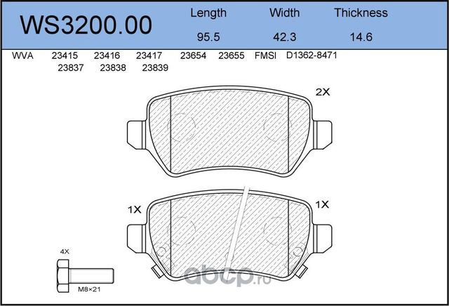 Колодки тормозные дисковые | зад | (Jeenice) Jeenice. Артикул WS3200.00