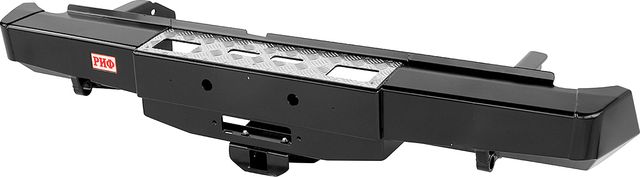 Бампер силовой РИФ задний с площадкой под лебёдку и квадратом под фаркоп для Nissan Navara D40 2005-2014. Артикул RIFD40-20130