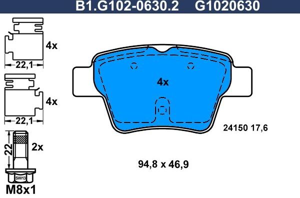 Тормозные колодки Galfer. Артикул B1.G102-0630.2