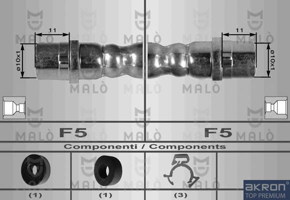 Тормозной шланг Malò передний левый для Volkswagen Transporter T4 1990-2003. Артикул 8974