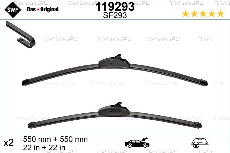 Щетки стеклоочистителя (дворники) SWF для Renault Kangoo II 2008-2026. Артикул 119293