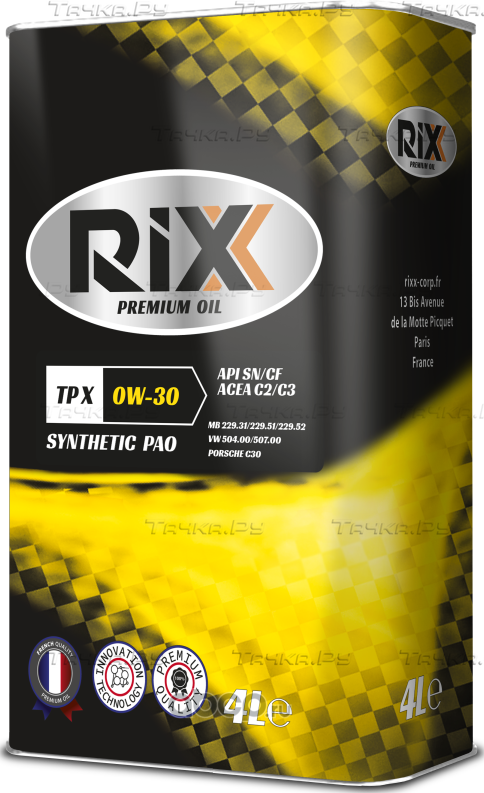 Моторное масло   синт RIXX TP X 0W-30 SN/CF ACEA C2/C3  4 л. Артикул rx0027tpx