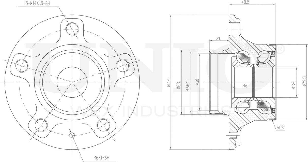 Ступица колеса с интегрированным подшипником (Unio). Артикул HUB-20263