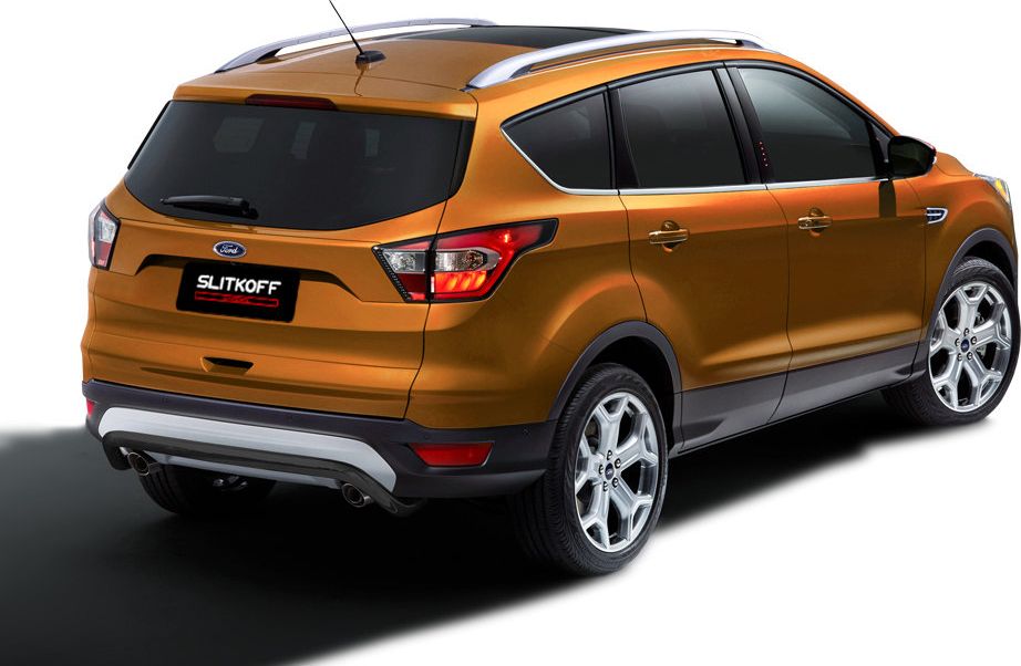 Защита Slitkoff заднего бампера d57 скоба для Ford Kuga II рестайлинг 2016-2019 Черная. Артикул FKG16-007B