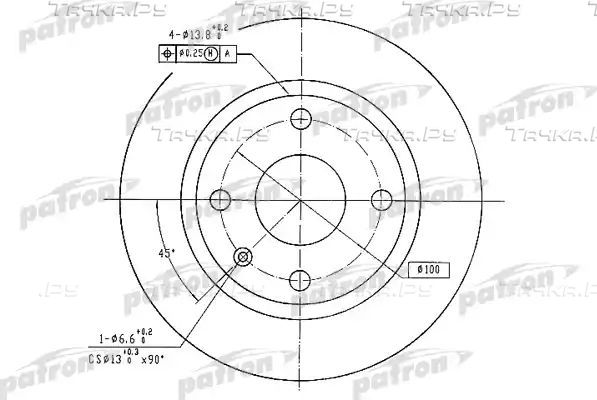 Тормозной диск Patron передний для SEAT Toledo I 1991-1999. Артикул PBD1533