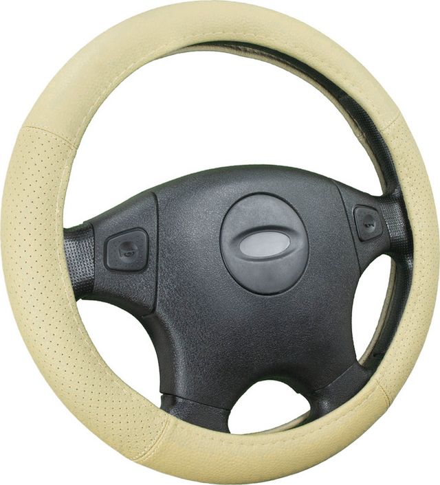 Оплётка на руль CarFashion Classic (размер M, экокожа, цвет БЕЖЕВЫЙ). Артикул 31563