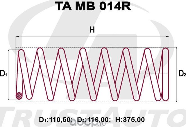 Пружина подвески усиленная () (Trustauto). Артикул TAMB014R
