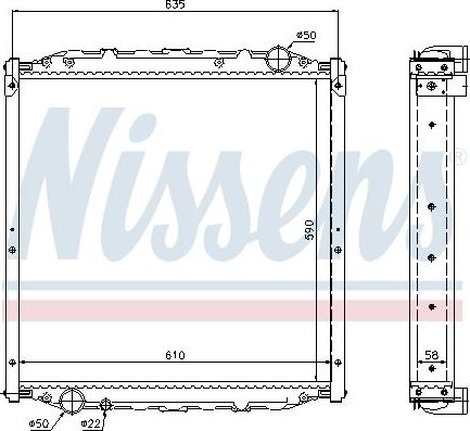 Радиатор охлаждения двигателя Nissens для MAN M2000 1995-2007. Артикул 62877A