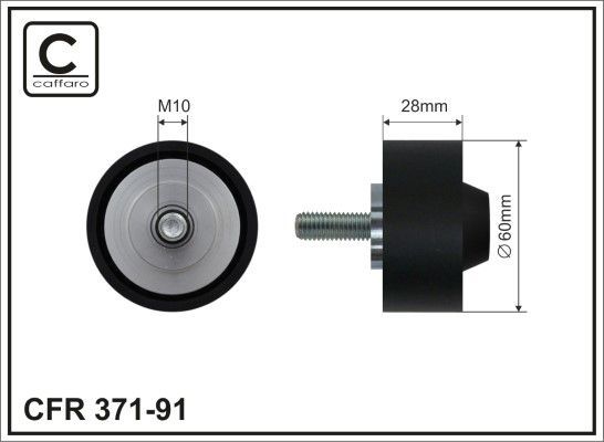 Направляющий (ведущий) ролик приводного поликлинового ремня Caffaro (полимерный материал). Артикул 371-91
