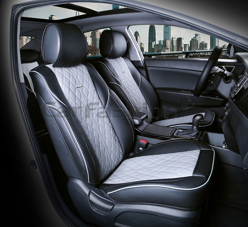 Накидки универсальные CarFashion Balaton на переднее сидения авто, цвет Серый/Серый/Черный. Артикул 21996