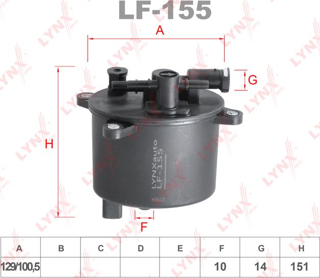 Топливный фильтр LYNXauto для Mitsubishi Outlander XL 2006-2012. Артикул LF-155