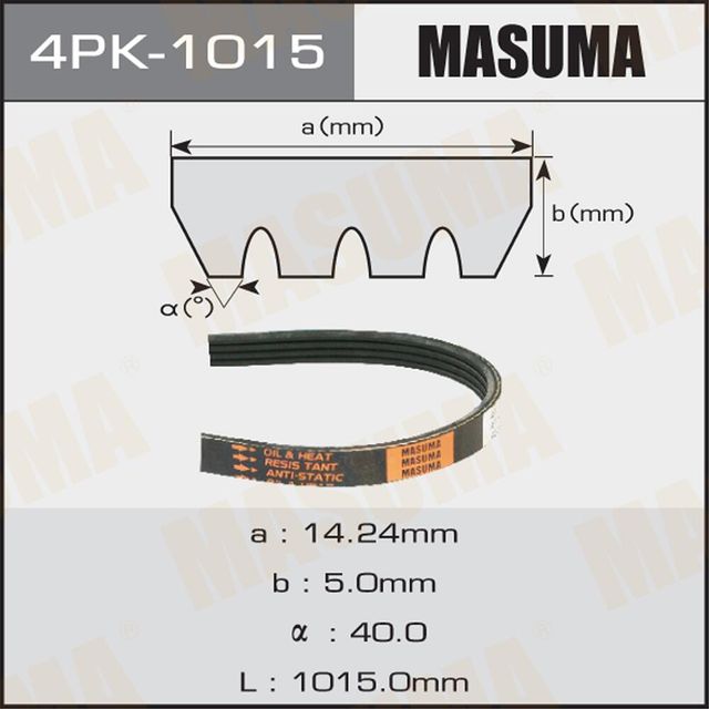 Приводной ремень поликлиновой Masuma. Артикул 4PK-1015