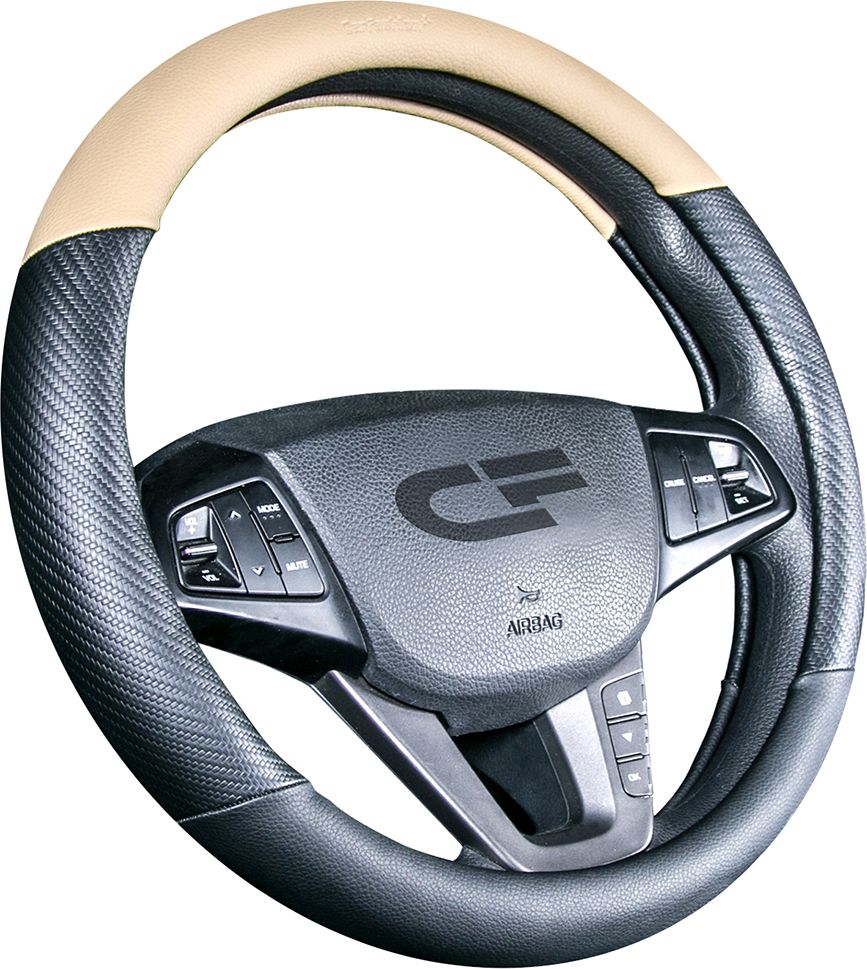 Оплётка на руль CarFashion Bruta (размер M, экокожа, цвет ЧЕРНЫЙ/ЧЕРНЫЙ/БЕЖЕВЫЙ). Артикул 31429