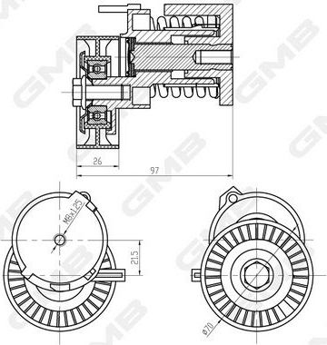 Натяжной ролик (натяжитель) приводного клинового зубчатого ремня (в сборе) GMB. Артикул GAT21190