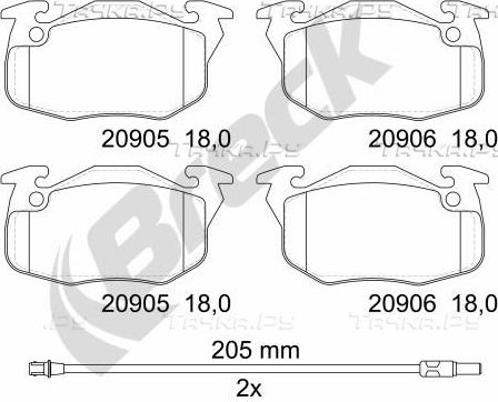 Тормозные колодки Breck передние для Renault 9 1981-1989. Артикул 20905 00 702 10