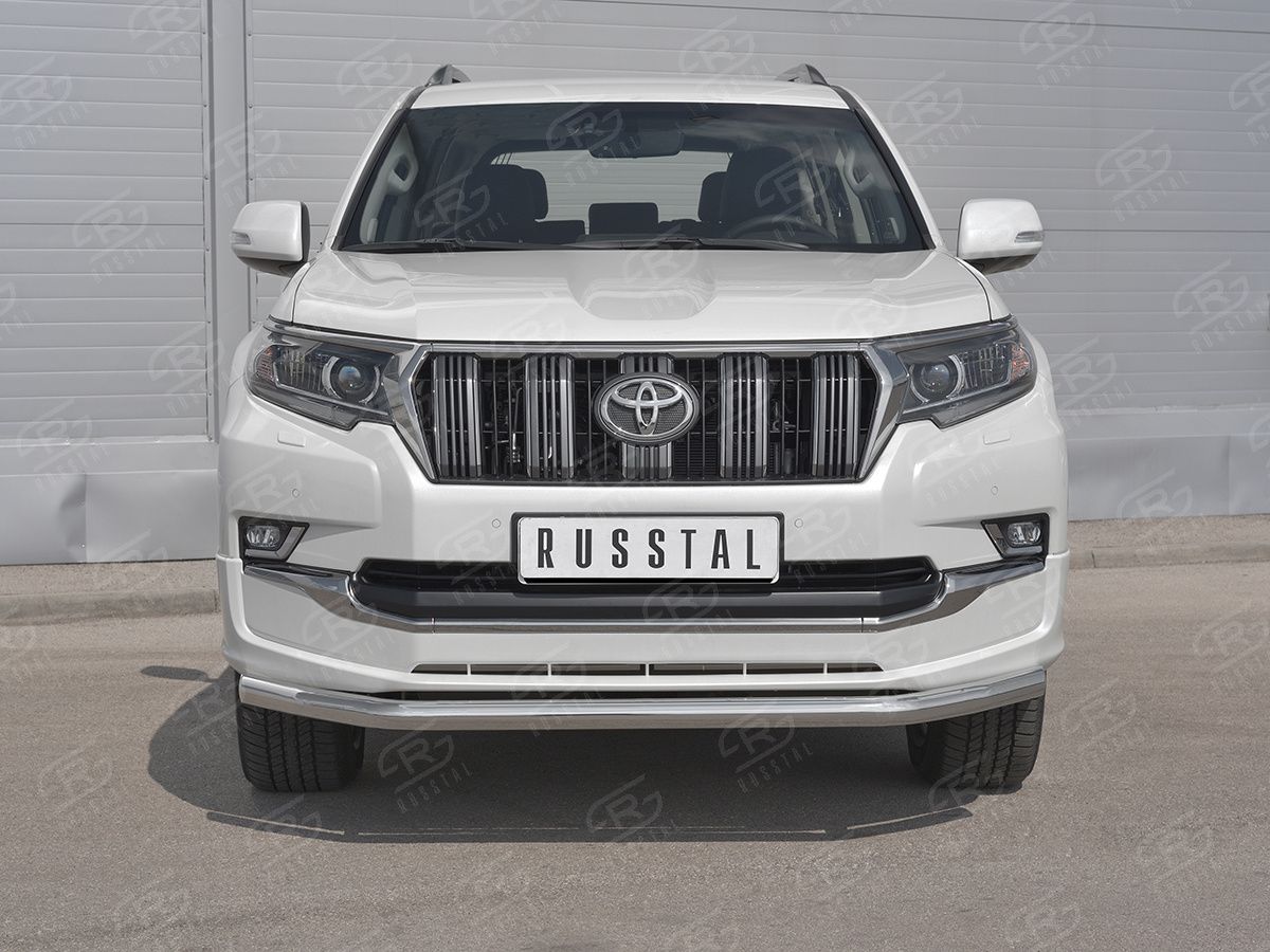 Защита RusStal переднего бампера d63 секции для Toyota Land Cruiser Prado 150 Style 2019-2020. Артикул LCPZ-003295