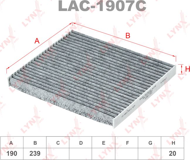 Салонный фильтр LYNXauto. Артикул LAC-1907C
