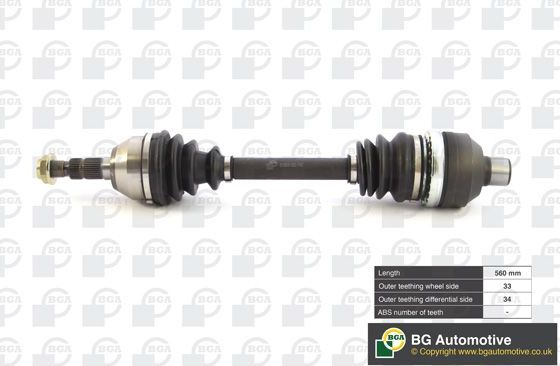 Полуось (привод в сборе, приводной вал) BGA. Артикул DS9516R