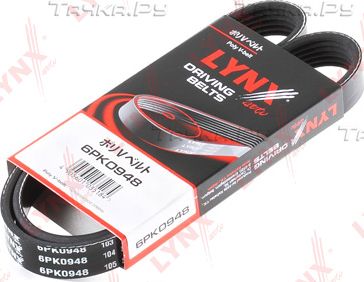 Приводной ремень поликлиновой LYNXauto для Volkswagen Golf V 2003-2008. Артикул 6PK0948