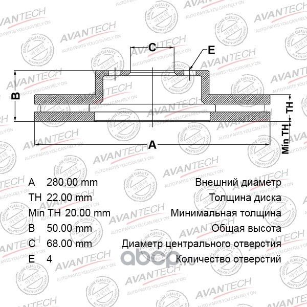 Диск тормозной AVANTECH Avantech. Артикул BR0203S