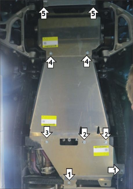 Защита алюминиевая Мотодор для двигателя, переднего дифференциала, КПП, РК Ford F-150 Raptor 2017-2026. Артикул 30710
