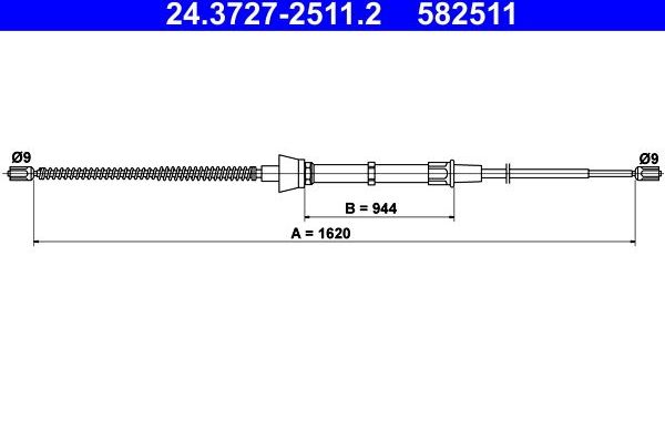 Трос ручника (тросик ручного тормоза) ATE. Артикул 24.3727-2511.2
