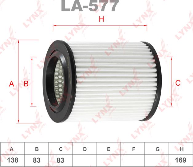 Воздушный фильтр LYNXauto. Артикул LA-577