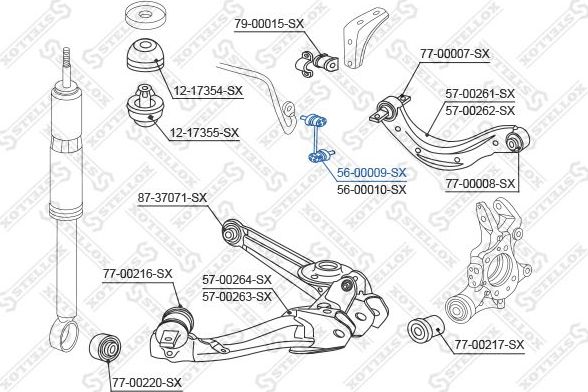 Стойка (тяга) стабилизатора Stellox. Артикул 56-00009-SX