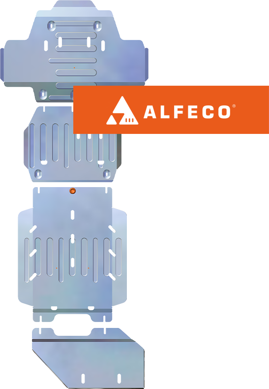 Защита алюминиевая Alfeco (4мм) для картера, редуктора, кпп и рк (4 части) Toyota Land Cruiser 300 2021-2026. Артикул ALF.24.141 AL4