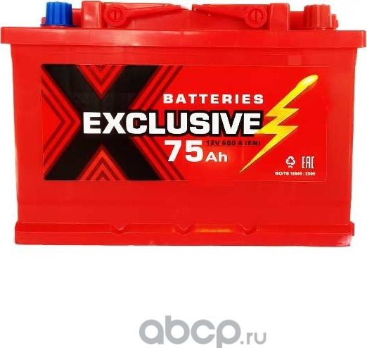 аккумулятор EXCLUSIVE 75 А/ч 600A обр. п. (278х175х190) Казахстан (ETN-575 012 0. Артикул 6CT75VL0