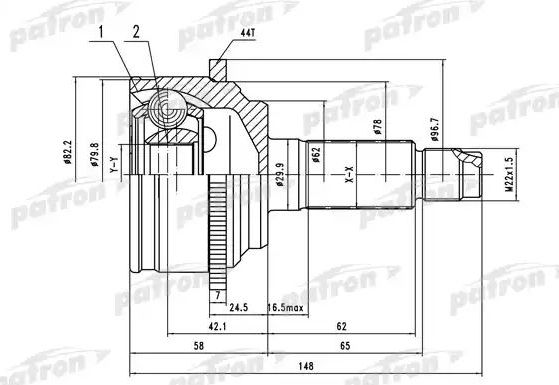 Шрус наружный (граната) Patron для Mazda 6 I (GG) 2002-2008. Артикул PCV1525