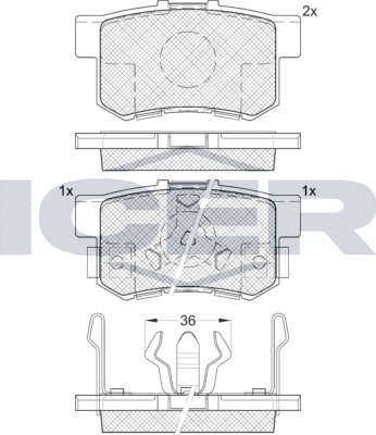 Тормозные колодки Icer. Артикул 181718