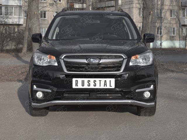 Защита RusStal переднего бампера d63 (волна) d42 (прямая) для Subaru Forester IV рестайлинг 2 2016-2018. Артикул SUFZ-003340