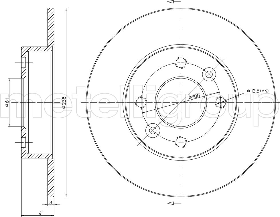 Тормозной диск Metelli. Артикул 23-0107