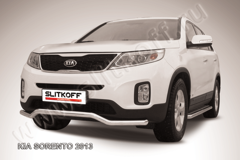 Защита Slitkoff переднего бампера d57 Волна для Kia Sorento II рестайлинг 2012-2026. Артикул KS13-005