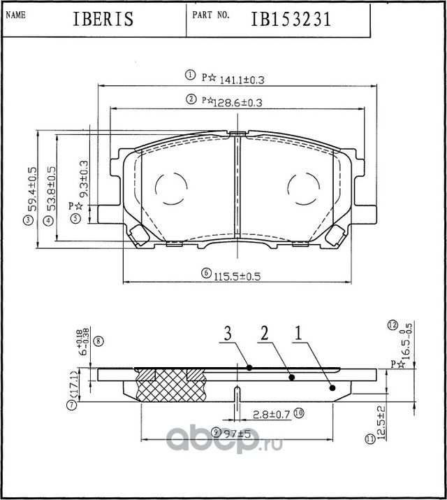 КОЛОДКИ ТОРМ.ПЕРЕД., К-Т LEXUS RX II (U38) (Iberis). Артикул IB153231