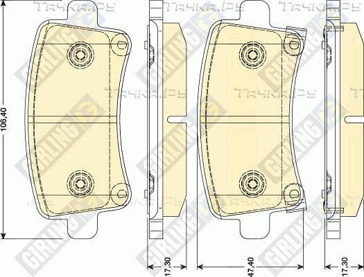 Тормозные колодки Girling задние для Saab 9-5 II 2010-2012. Артикул 6117841