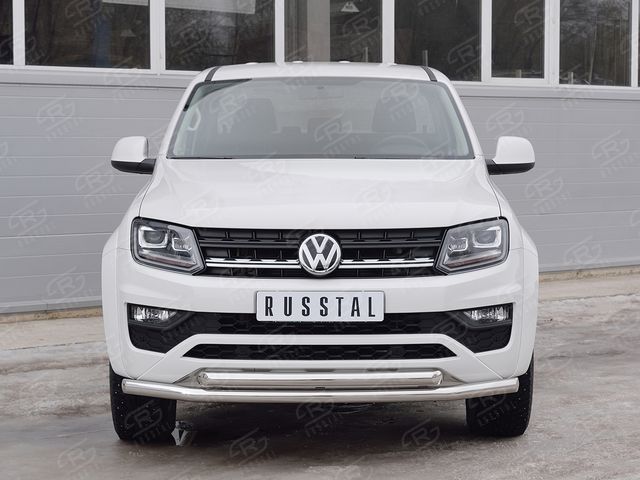 Защита RusStal переднего бампера d63 секция-d63 дуга для Volkswagen Amarok I 2016-2026. Артикул VAMZ-002538