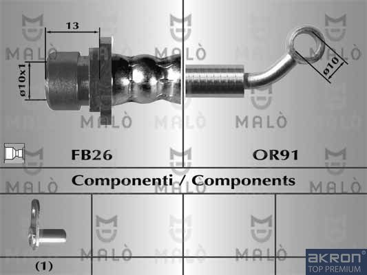Тормозной шланг Malò. Артикул 80968
