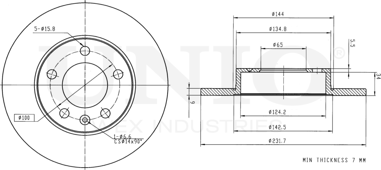 Диск тормозной (Unio). Артикул BRD-20042