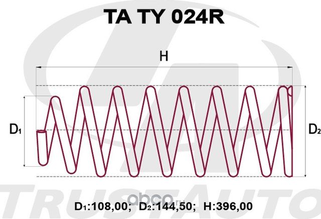 Пружина подвески усиленная () (Trustauto). Артикул TATY024R