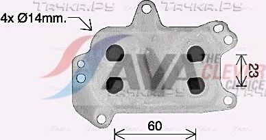 Радиатор масляный (маслоохладитель) для двигателя AVA (алюминий). Артикул PE3424