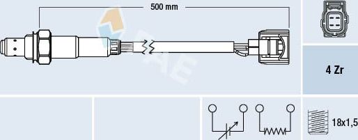 Лямбда-зонд (кислородный датчик) FAE. Артикул 77501