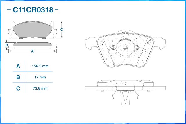Колодки тормозные передние (Cworks). Артикул C11CR0318