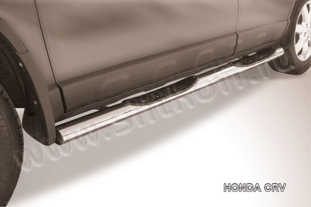 Пороги Slitkoff труба d76 с проступями для Honda CR-V III 2009-2012. Артикул HCRV005