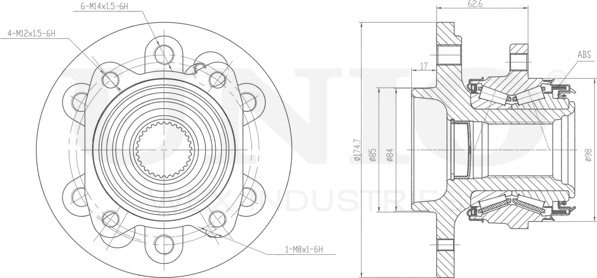 Ступица колеса с интегрированным подшипником (Unio). Артикул HUB-20124