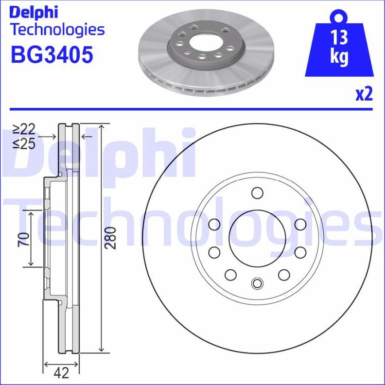 Тормозной диск Delphi. Артикул BG3405